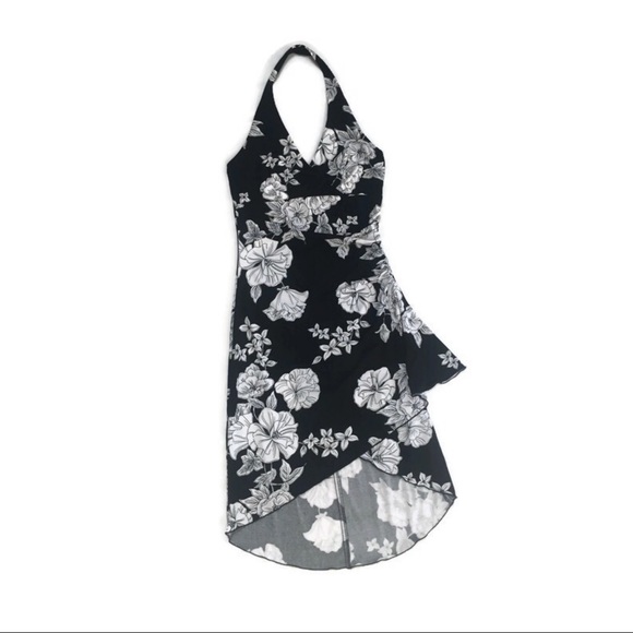 White House Black Market Dresses & Skirts - WHBM Black & White Tropical Floral Halter Dress